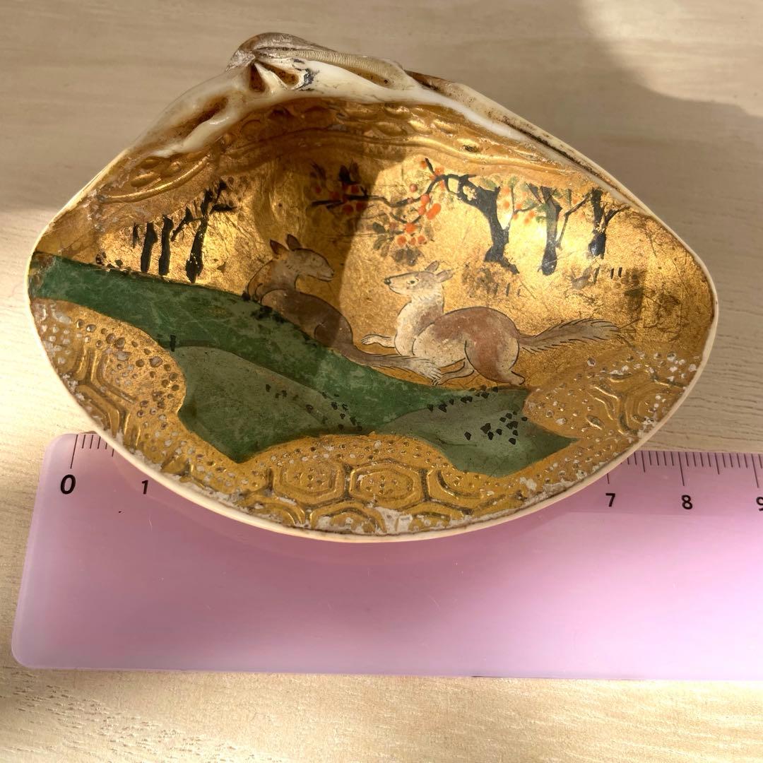 【専用出品】　蛤香合　貝合わせ香合　若草山　鹿