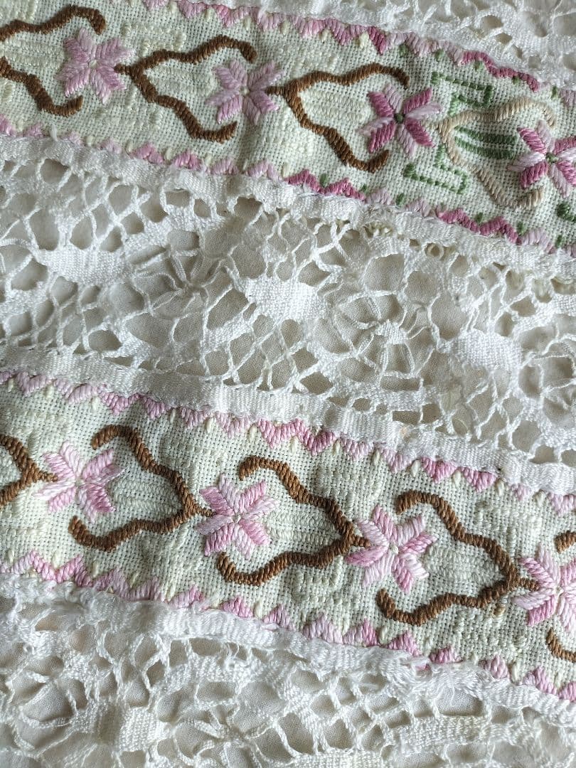 東欧アンティーク　壁飾り　刺繍フリル