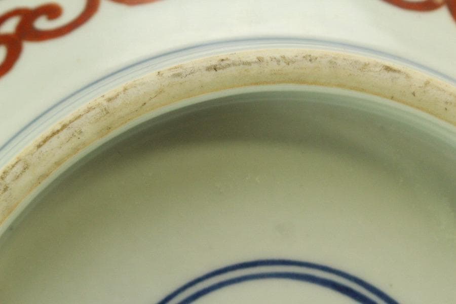中国美術 五彩 波馬紋 大碗 φ37.8cm(BB511)