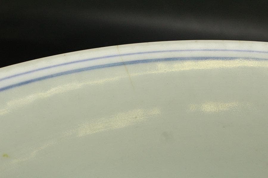 中国美術 五彩 波馬紋 大碗 φ37.8cm(BB511)
