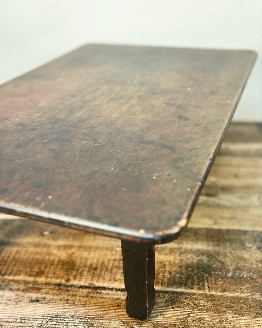 昭和 折りたたみ 座卓 ちゃぶ台 黒塗り 無垢材　古家具 古道具 ローテーブル