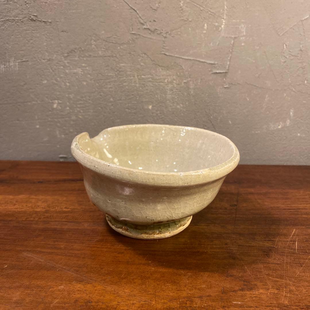 A.時代物 骨董品 湯冷し 片口鉢 萩焼 清水 釉薬 貫入 陶器製 コレクション
