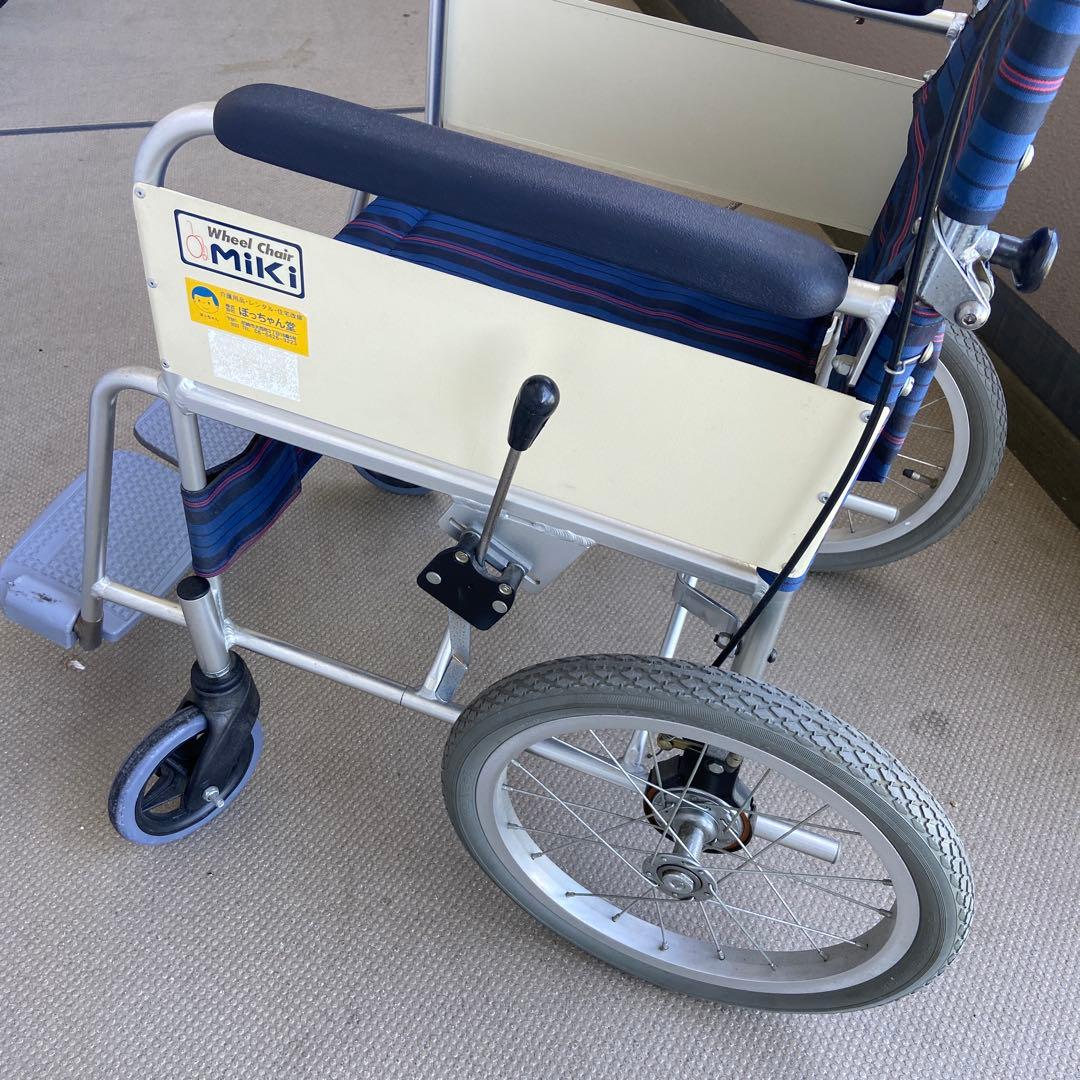 ミキ 介助用車椅子 ネイビー ストライプ　車椅子