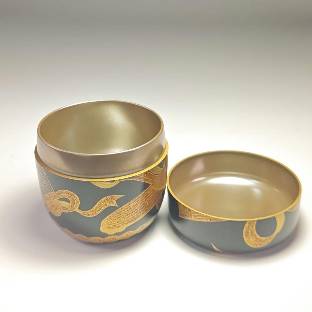ウ352 棗『呉藤童甫作』『楽器蒔絵　内銀　大棗　共箱』茶道具　漆塗