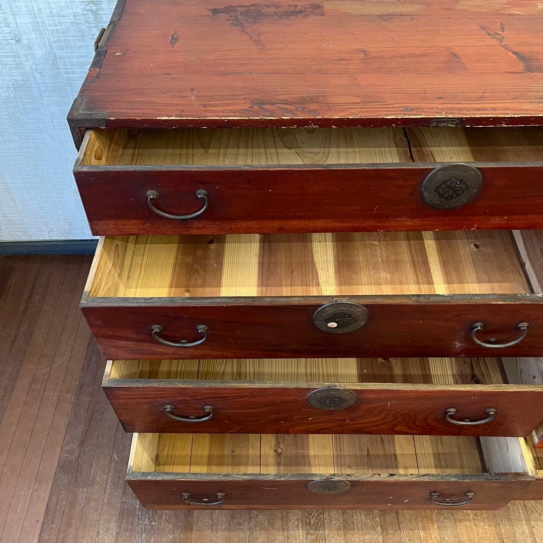 【アンティーク】昭和レトロ 木製 和簞笥 時代家具 チェスト 古家具 古民家