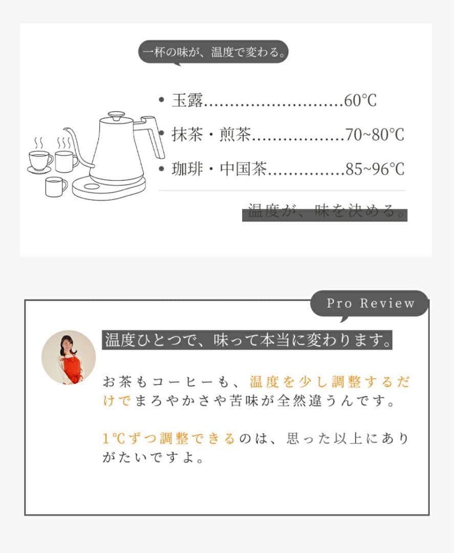 1℃単位❤️温度調節 ドリップポット 電気ケトル 保温 細口 ブラック ステンレス