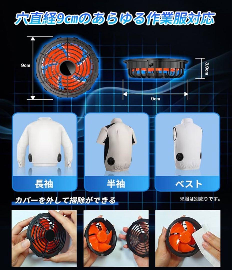ソーラーパネル搭載　28V 30000mAh ファン　バッテリーセット　空調服
