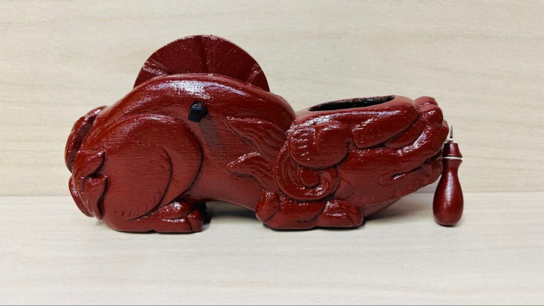 墨壺　唐獅子　墨壷　大工道具　工芸品　すみつぼ　墨坪　墨ツボ　縁起物　希少