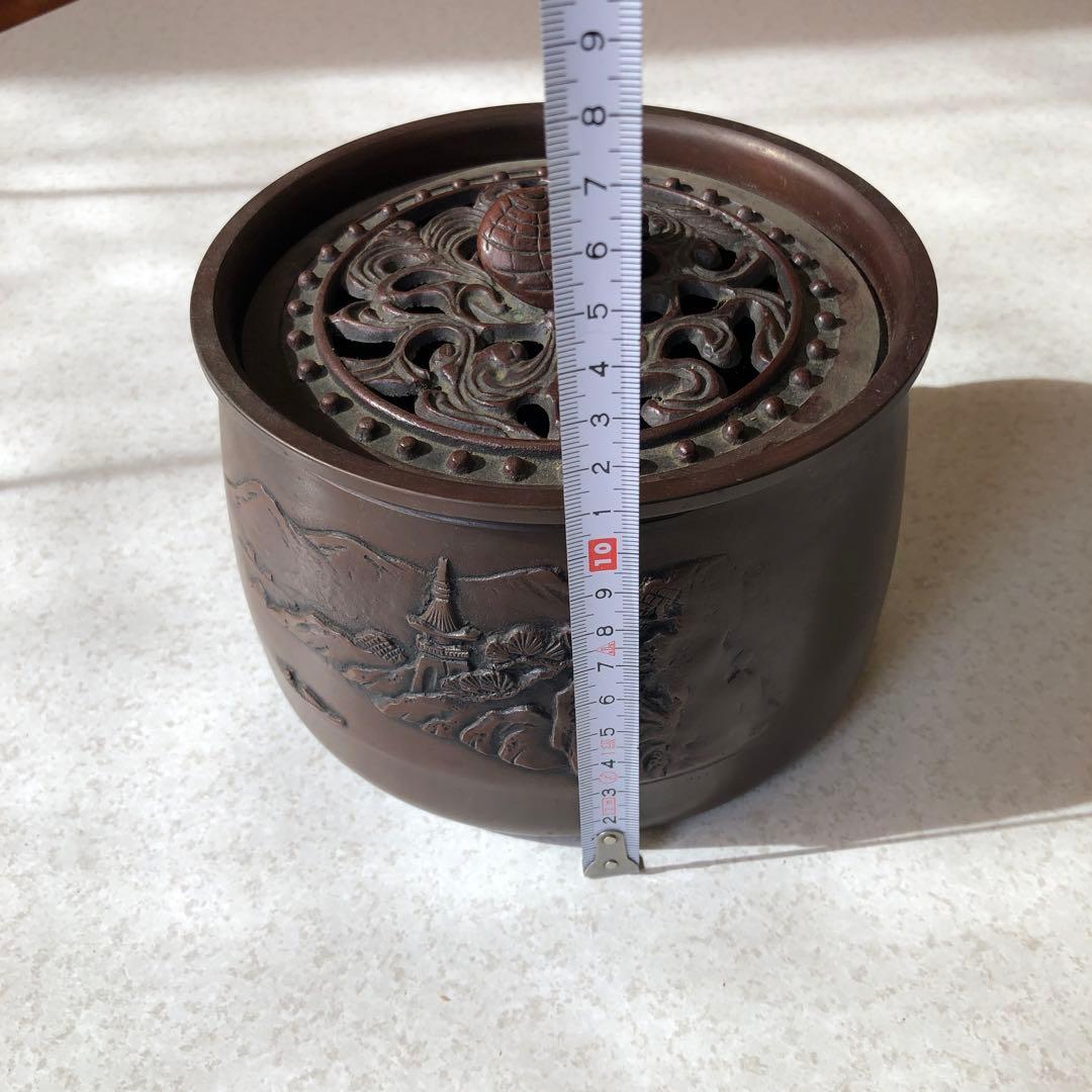 金属製彫刻容器 亀の蓋付き