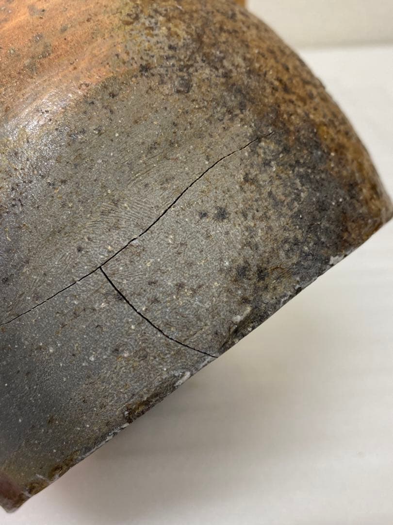 3-2580 那波鳳翔作 播州相生焼　双耳？　共箱共布 茶道具