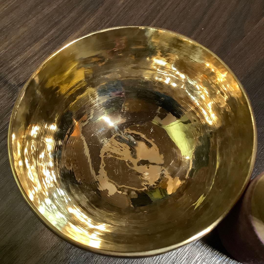 ピッカピカ チベタン シンプル シンギングボウル 12.8cm no6 金無地