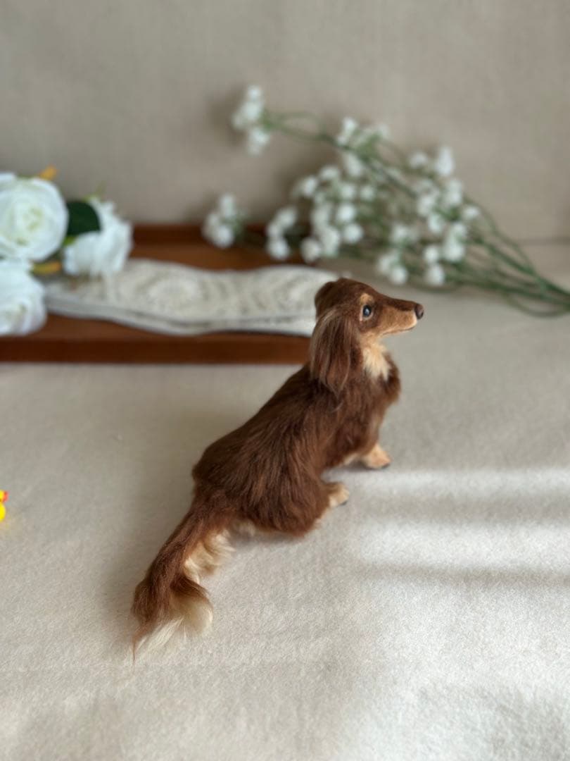 ハンドメイドのダックスフンド（お鼻の色変更できます）チョコタン　羊毛フェルト　犬