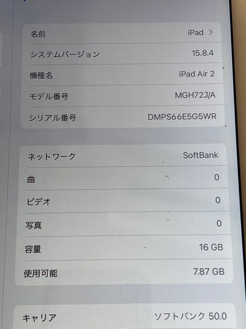 iPad Air2 第2世代 16GB A1567 ケース付き　スペースグレイ