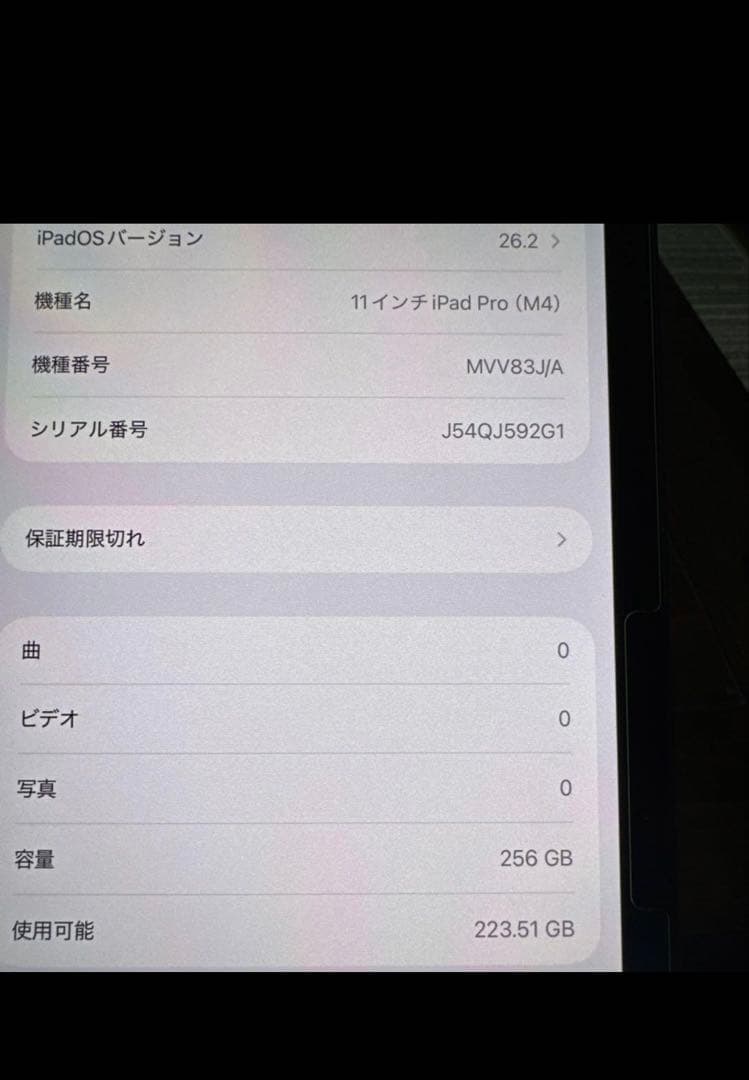 極美！！iPad Pro (M4) 256GB スペースブラック