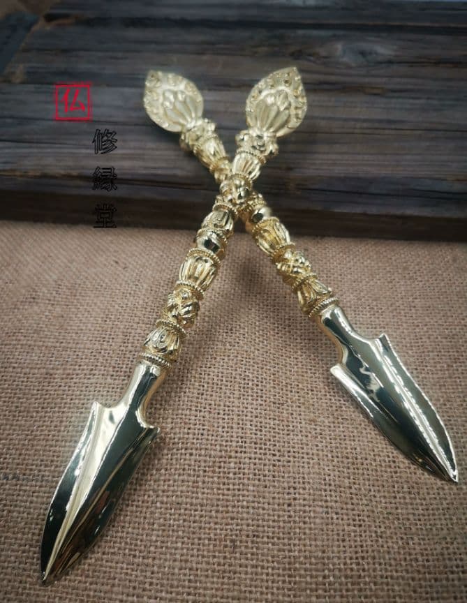 【修縁堂】 密教法具古美術品 真鍮製 如意財神剣 辟邪 開運
