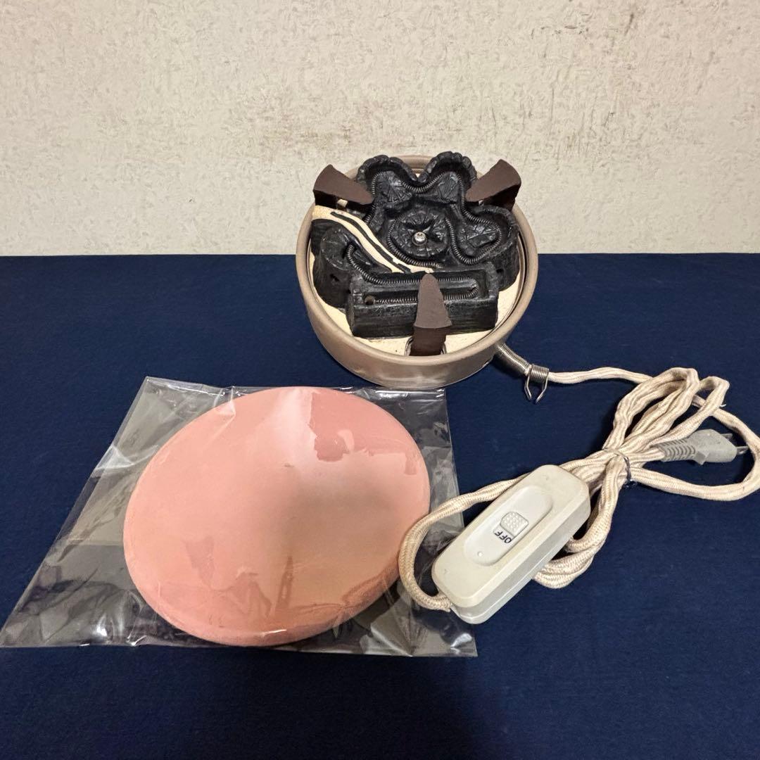 人間国宝敬典造 風炉 茶釜 電熱器 唐銅鬼面風炉 野々田電熱器 敷板 底瓦 茶道