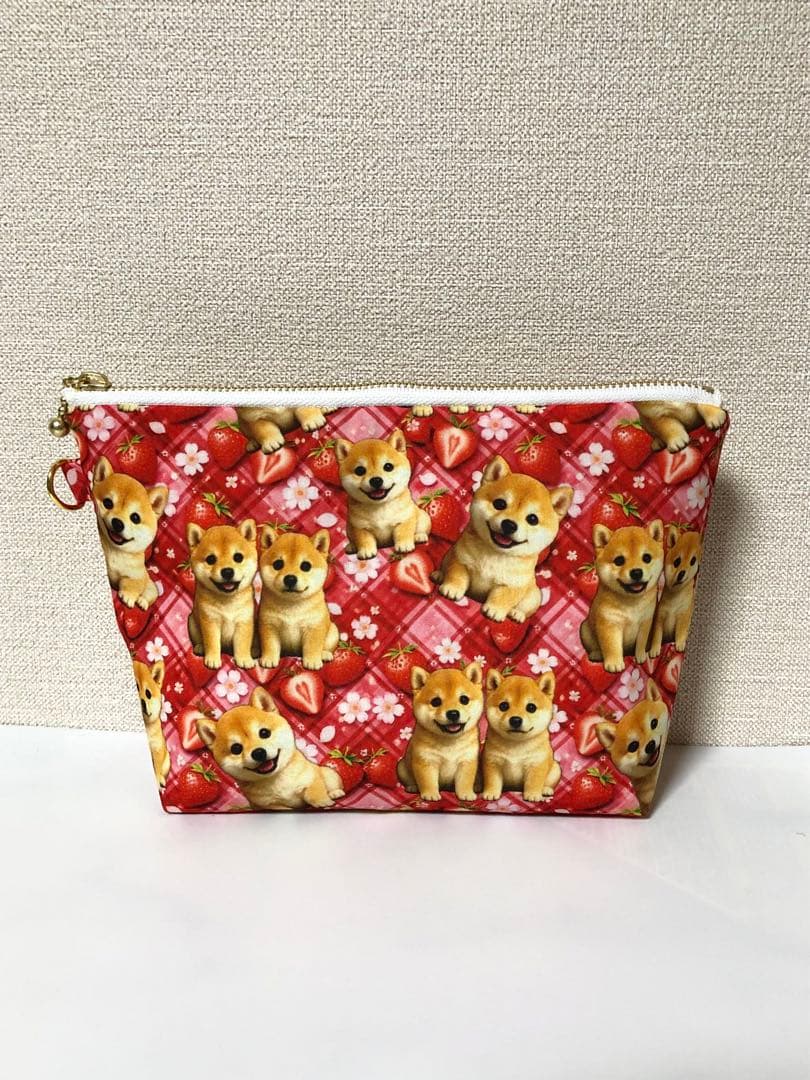 柴犬　20cmファスナーポーチ　マチあり
