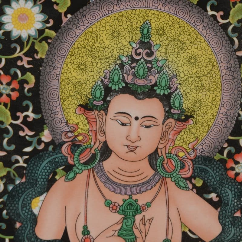 景徳鎮 磁器タンカ仏像陶板画 仏堂書斎 応接間 装飾品 工芸品 美術品置物
