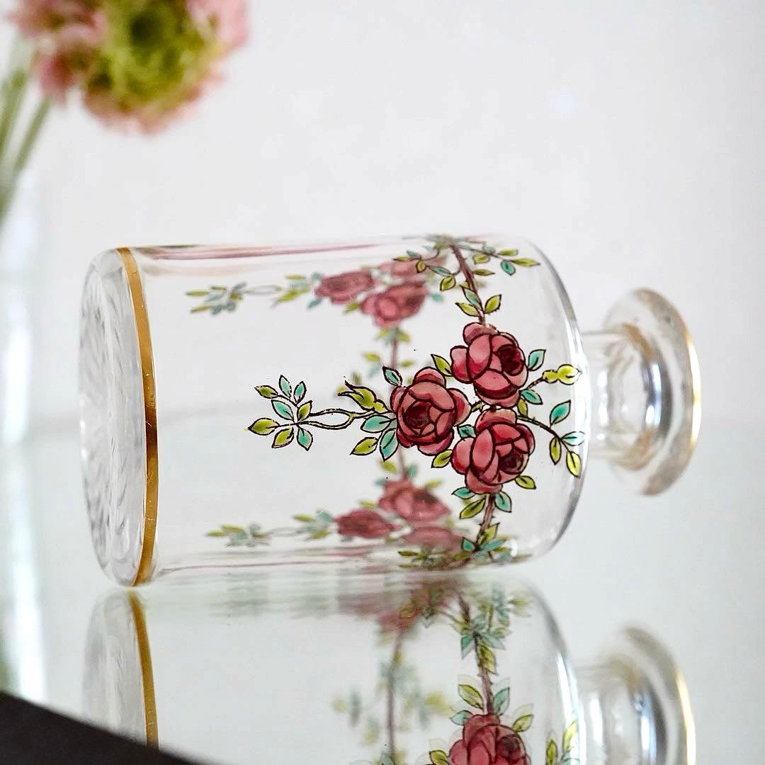 美品★極希少 オールドバカラ BACCARAT 香水瓶 L 薔薇文 ルビーの指輪