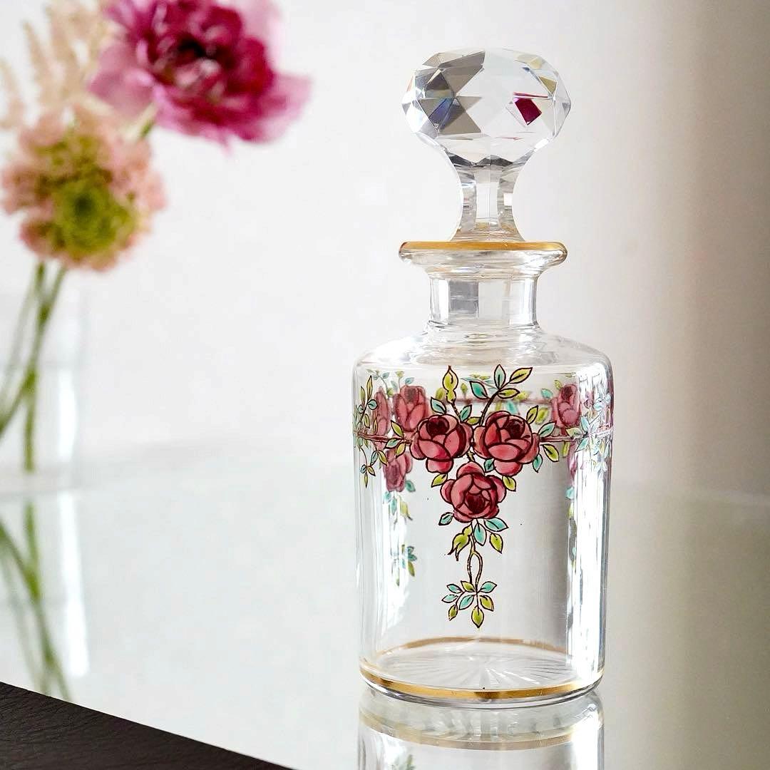 美品★極希少 オールドバカラ BACCARAT 香水瓶 L 薔薇文 ルビーの指輪