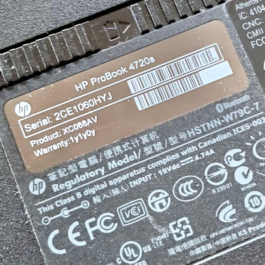 送料込 ProBook 4720s Office2010 personal 付き