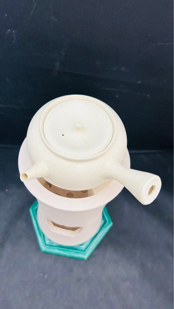 北村和善 作 御室焼 涼爐 一色　急須　白泥 涼炉 煎茶道具 共箱 茶道具