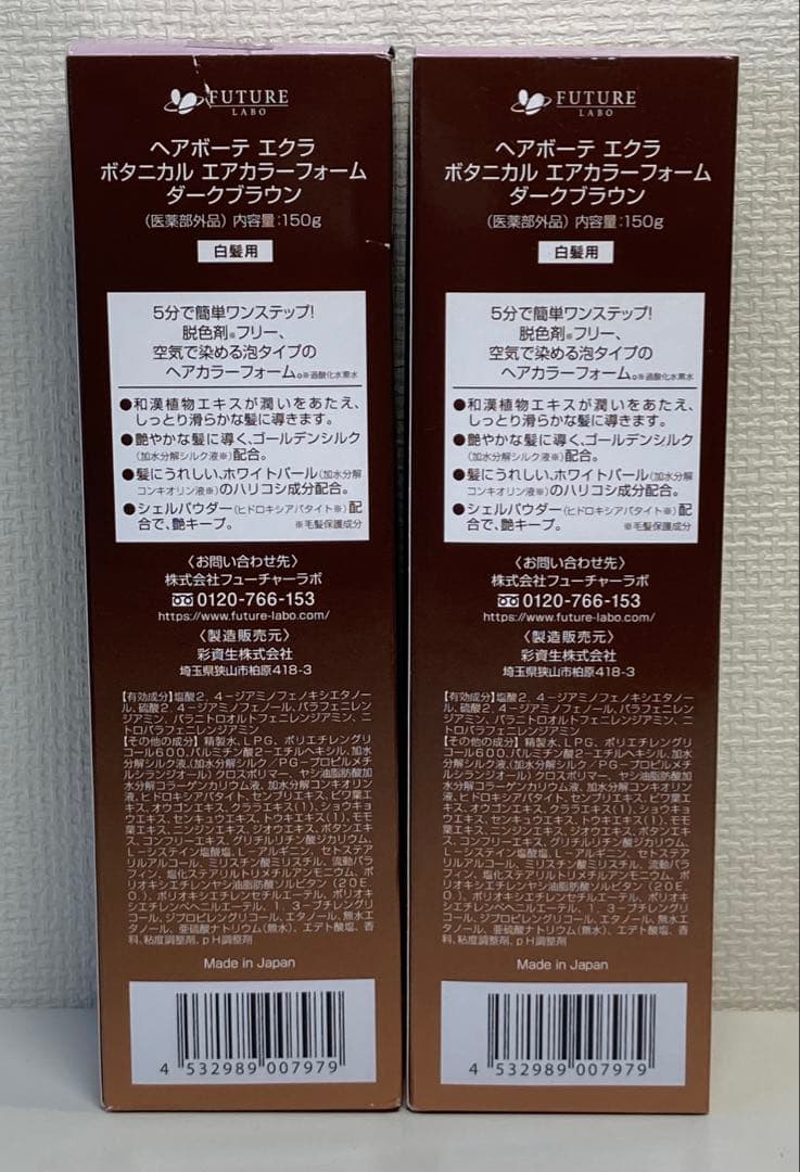 ヘアボーテエクラ ボタニカル エアカラーフォーム ダークブラウン 150g 2本