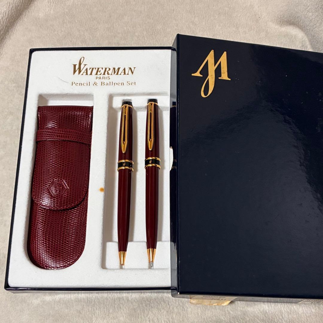 WATERMAN エキスパート＊ボールペンシャープペンセット レザーケース付