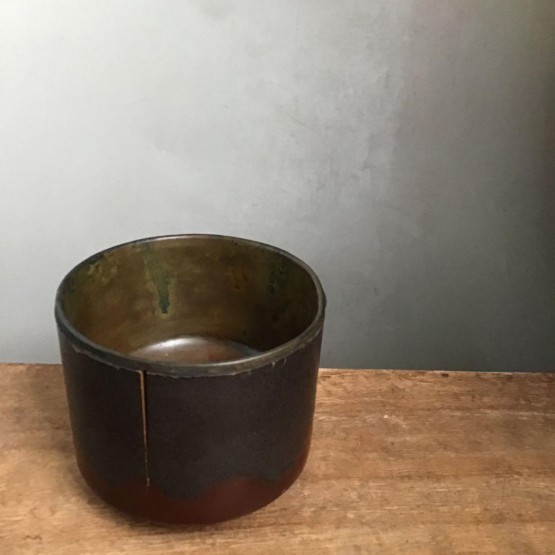 珍品　木製本漆塗り　銅製　椀　骨董品　アンティーク