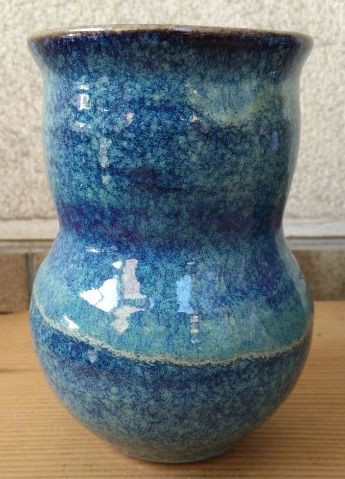 美しく厚い釉薬の鈞窯釉と辰砂釉の花入2点 花瓶 古玩