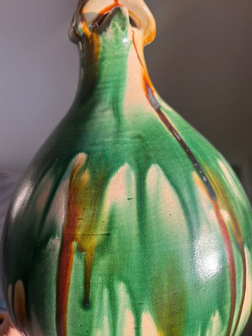 三彩鳳首執壺　陶芸　骨董品　古美術