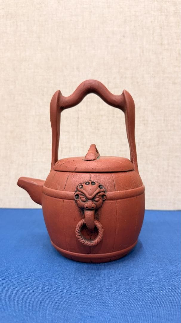 在銘獅子面環装 古紫砂提梁壺（ていりょうこ） 用の美際立つ一点物静かな風格と土味