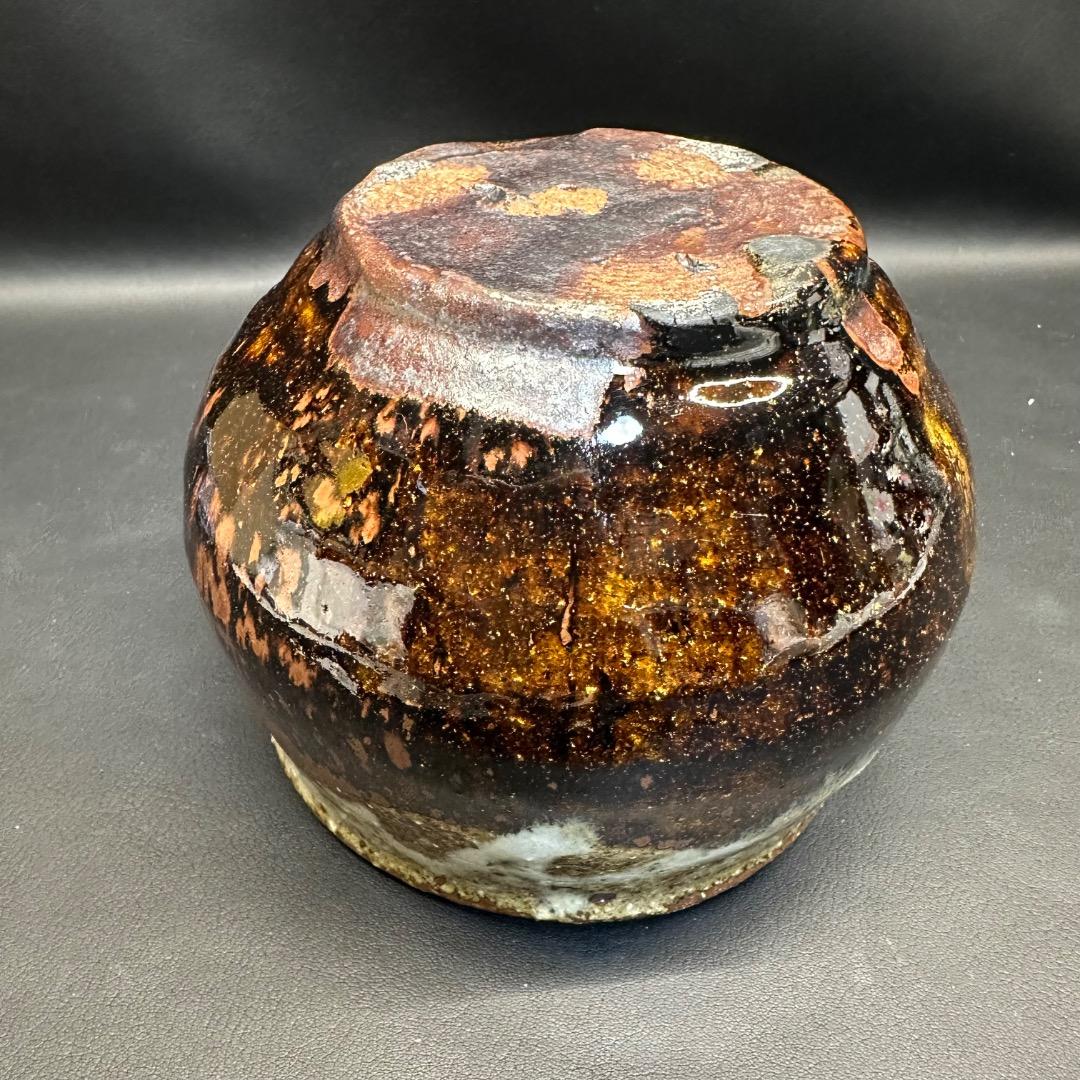 ♡Ec左1002 未使用保管品 廣永陶花 建水 廣永窯 萩茶碗 陶器 木箱 共箱
