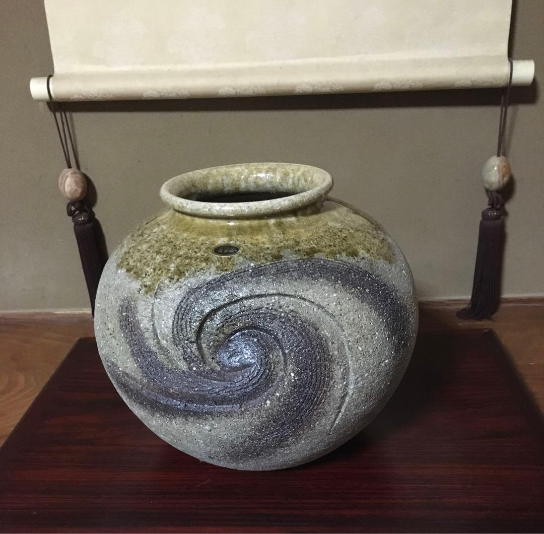 信楽焼 作（三彩作） 花瓶 花器 花立て 壺 陶器