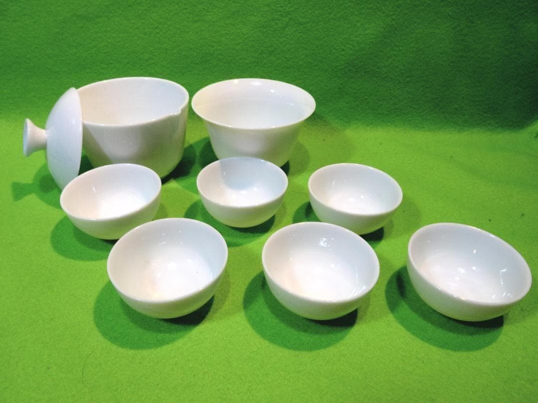 【未使用・野点】台湾茶器セット 竹匠 竹製ケース 磁器 8具 持ち運び キャンプ
