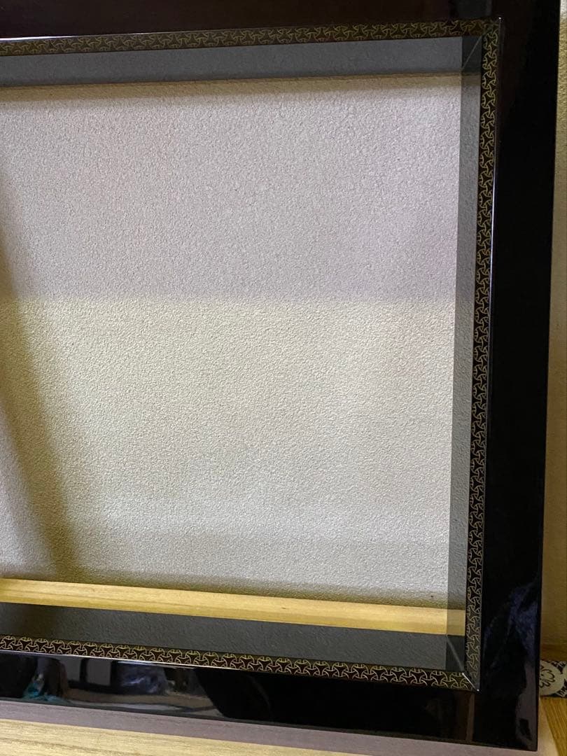 【本日限定】茶道具/炉縁 輪島塗 前志芸男作 面独楽継絵沈金 溜塗炉縁　共箱