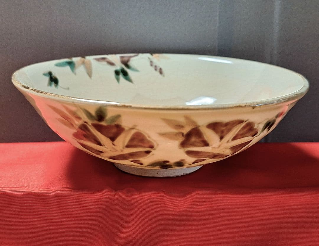 未使用！茶道　茶道具 茶碗　平茶碗【朝顔】平安【紫峰造】 共箱　京焼 裏千家