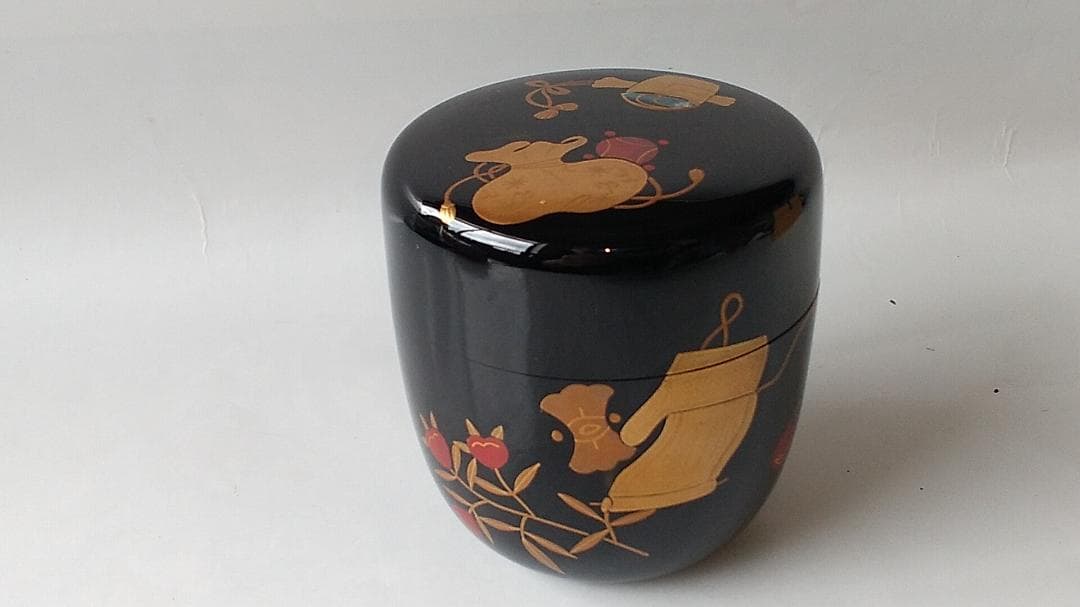 macaron出口順慶 作 宝尽し 中棗 棗共箱蒔絵螺鈿細工漆器茶道具新品