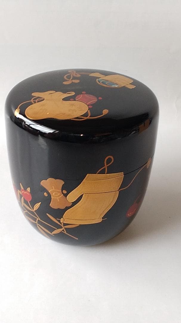macaron出口順慶 作 宝尽し 中棗 棗共箱蒔絵螺鈿細工漆器茶道具新品