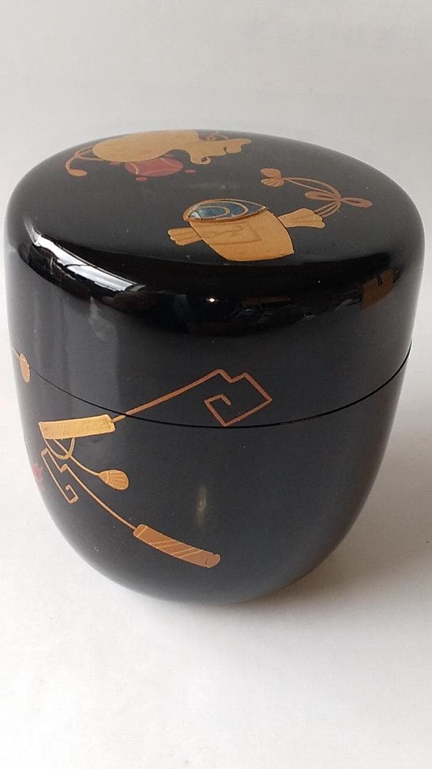 macaron出口順慶 作 宝尽し 中棗 棗共箱蒔絵螺鈿細工漆器茶道具新品