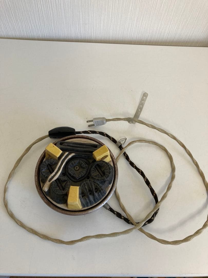 茶道具 鉄製 風炉釜 切合釜 鉄鬼面風炉　炭型電熱器