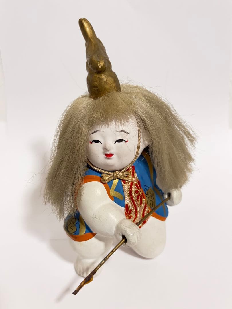 加賀人形 御所人形「小鍛冶」稲荷明神 狐 能人形 古作 高さ14cm