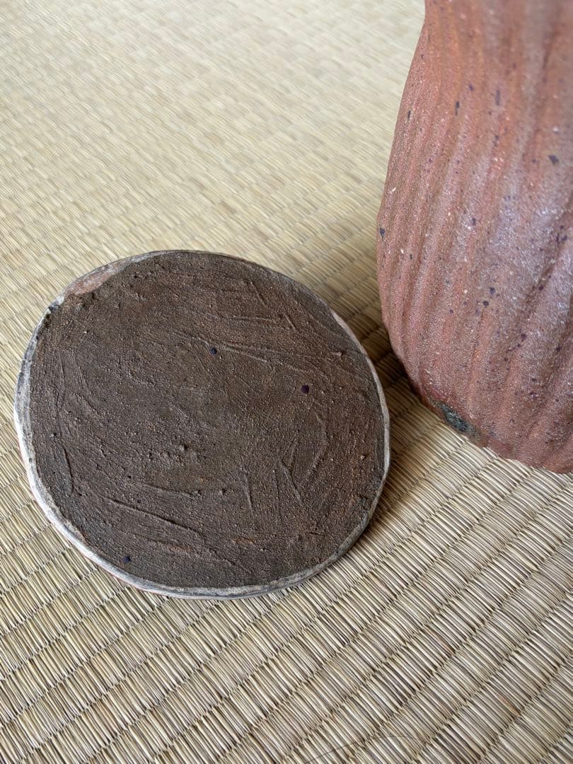 國吉清尚 水さし 陶器製茶道具水指 木目調 木箱付き