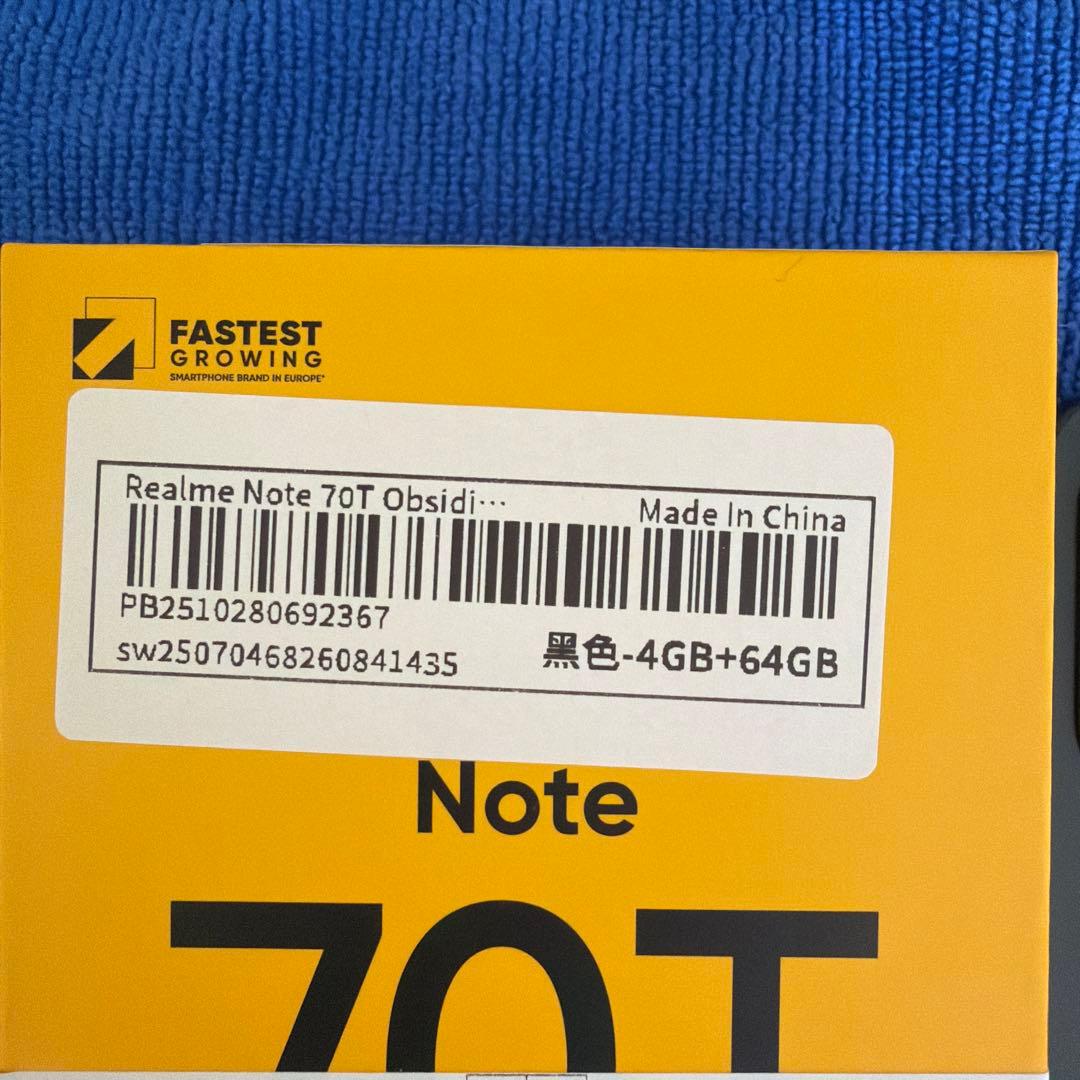realme Note 70T 4GB+64GB 黒色