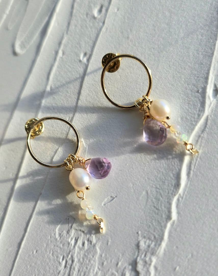 14KGF♡サークルピアス♡アメジスト