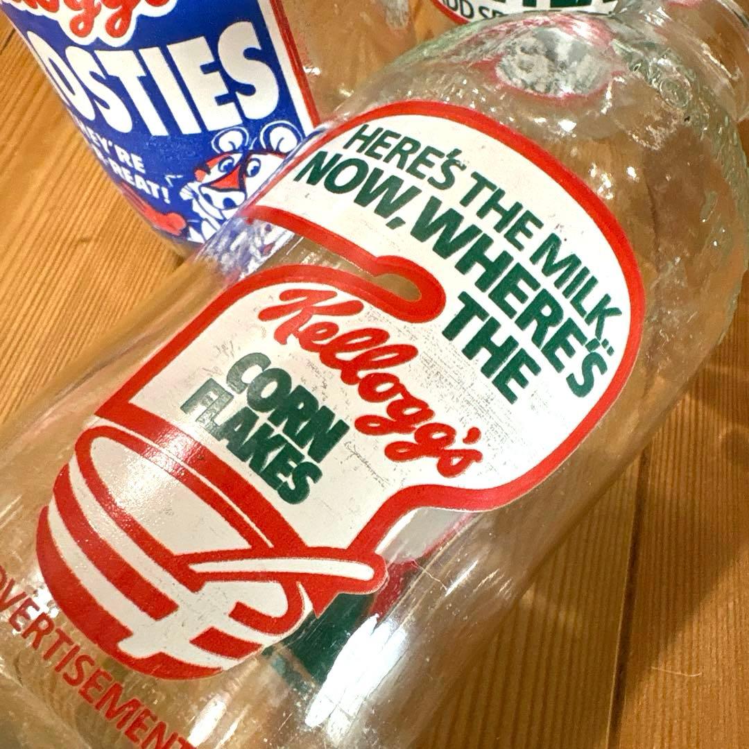 80年代　ケロッグ　牛乳瓶　アドバタイジング　ボトル　トニータイガー　ネスカフェ