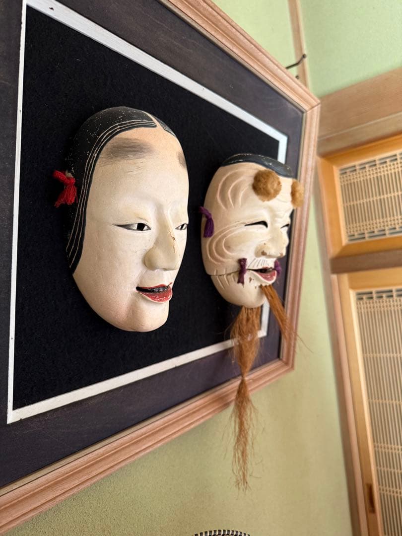 能面　爺　額縁付き　伝統工芸　お面