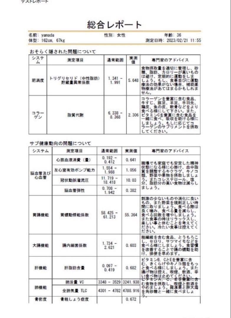 量子波動アナライザー　健康管理分析器