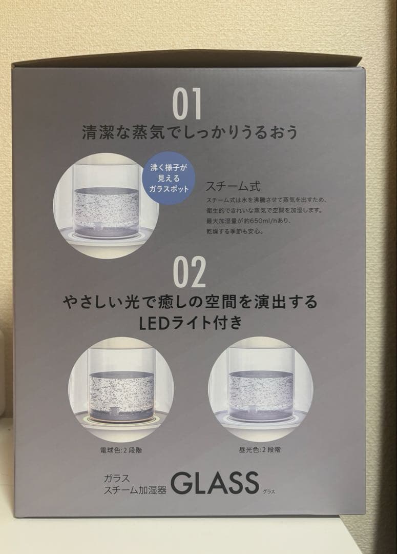 QUADS ガラススチーム加湿器　アイボリー
