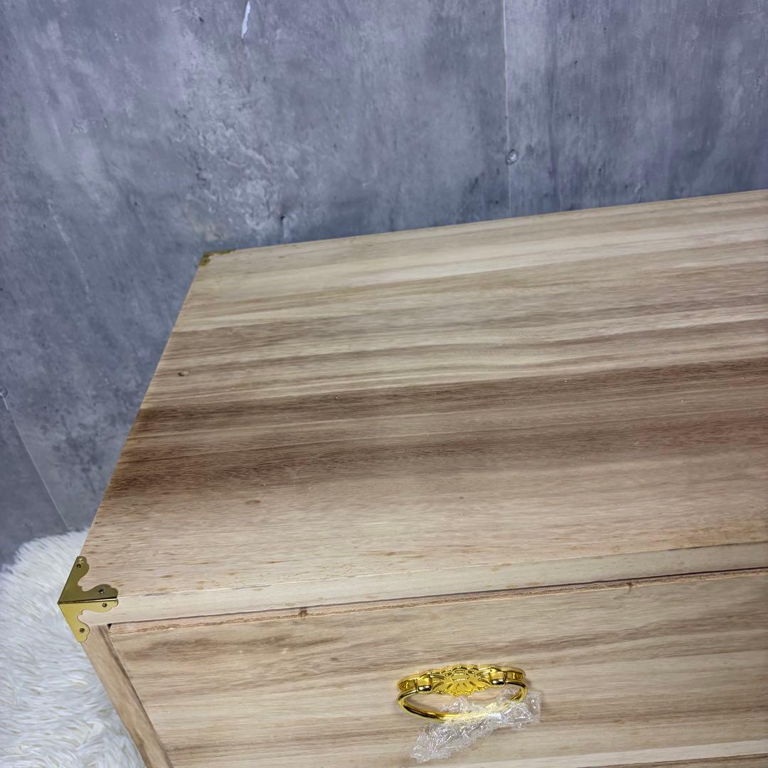 【新品未使用】桐箪笥 2段引き出し チェスト 金色装飾